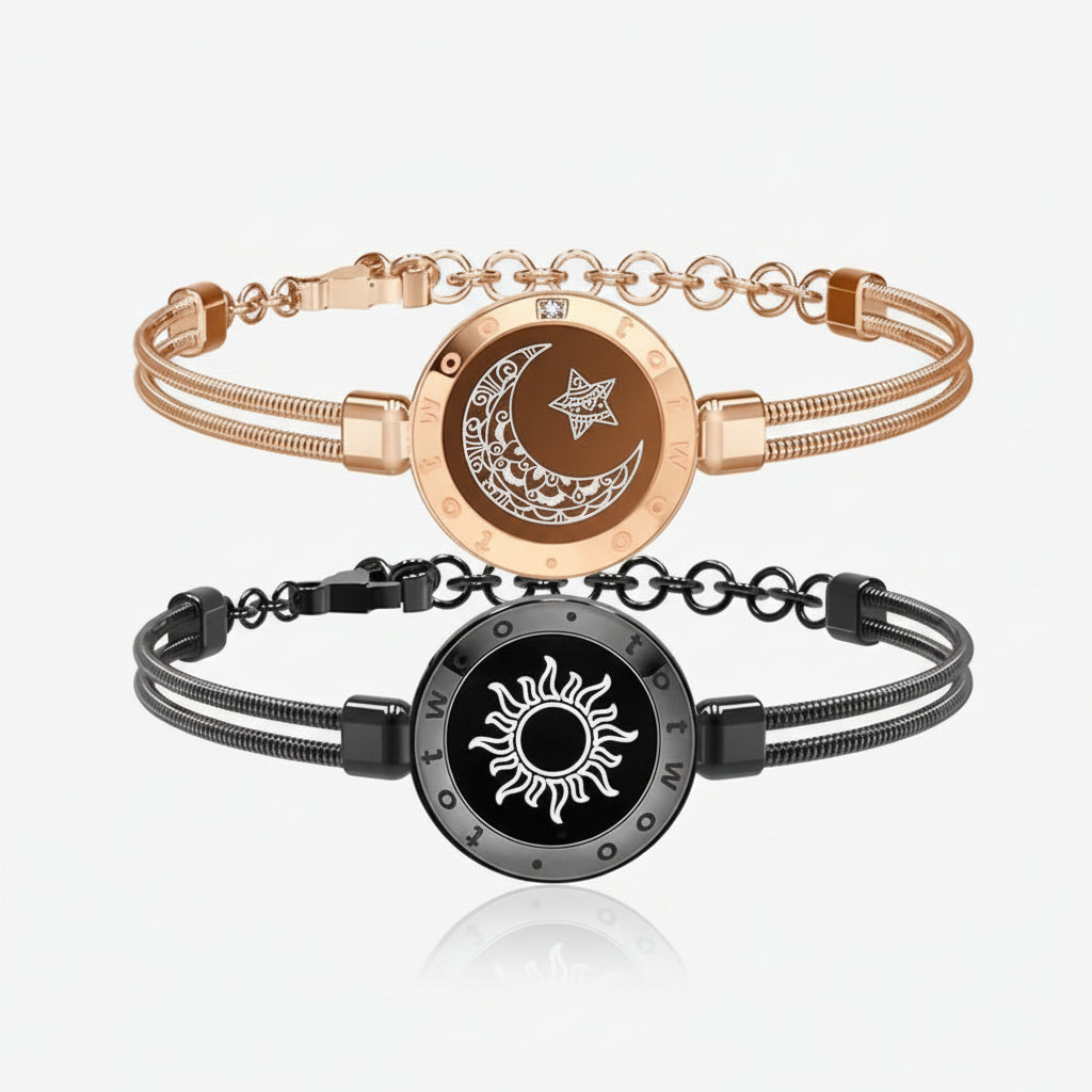 Conjunto de Pulseiras de Parceiro Ligantes Vibração Aço Inoxidável Bluetooth