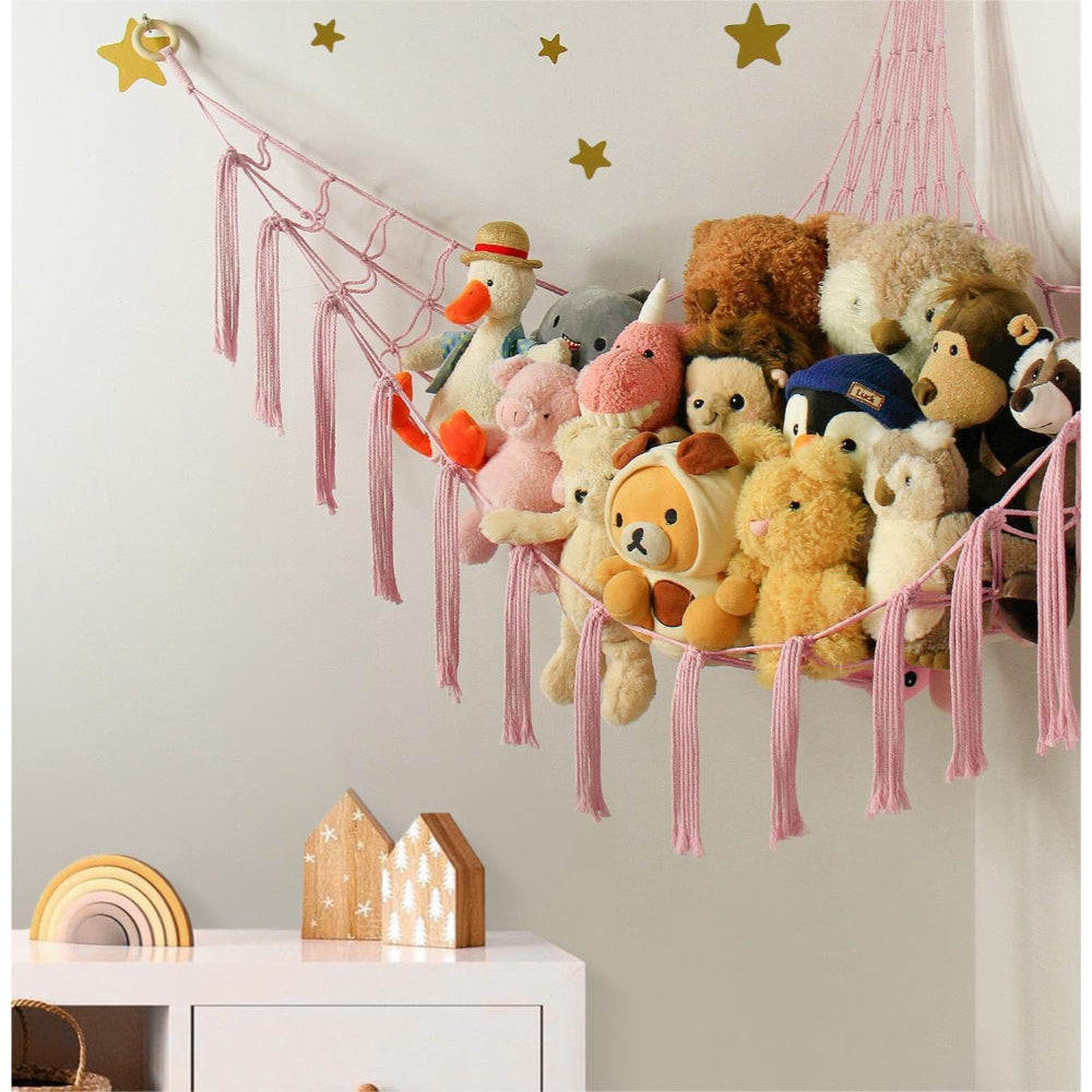 Rede de Arrumação para Brinquedos Decoração de Parede Quarto Infantil