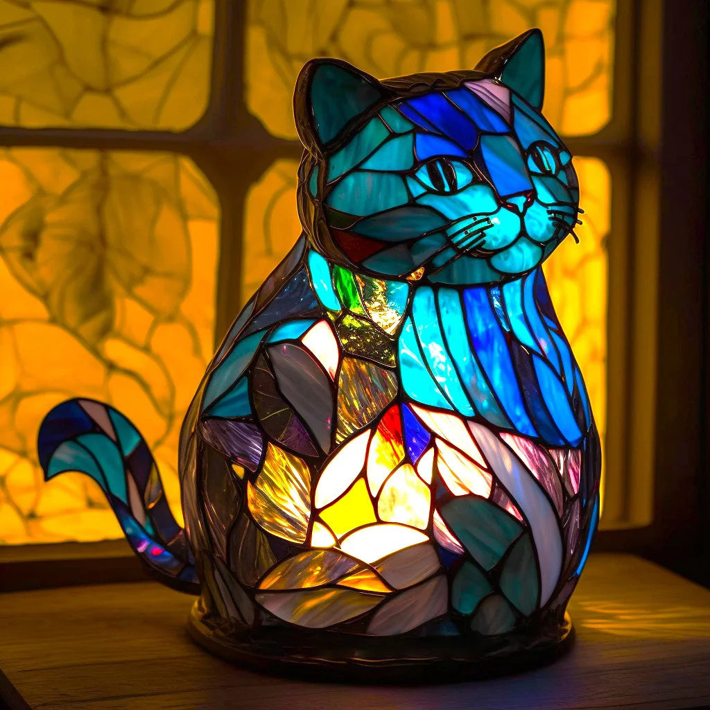 Stained Glass Animal Lamp Kaleidoscopic Light Decorative Home Accent 7