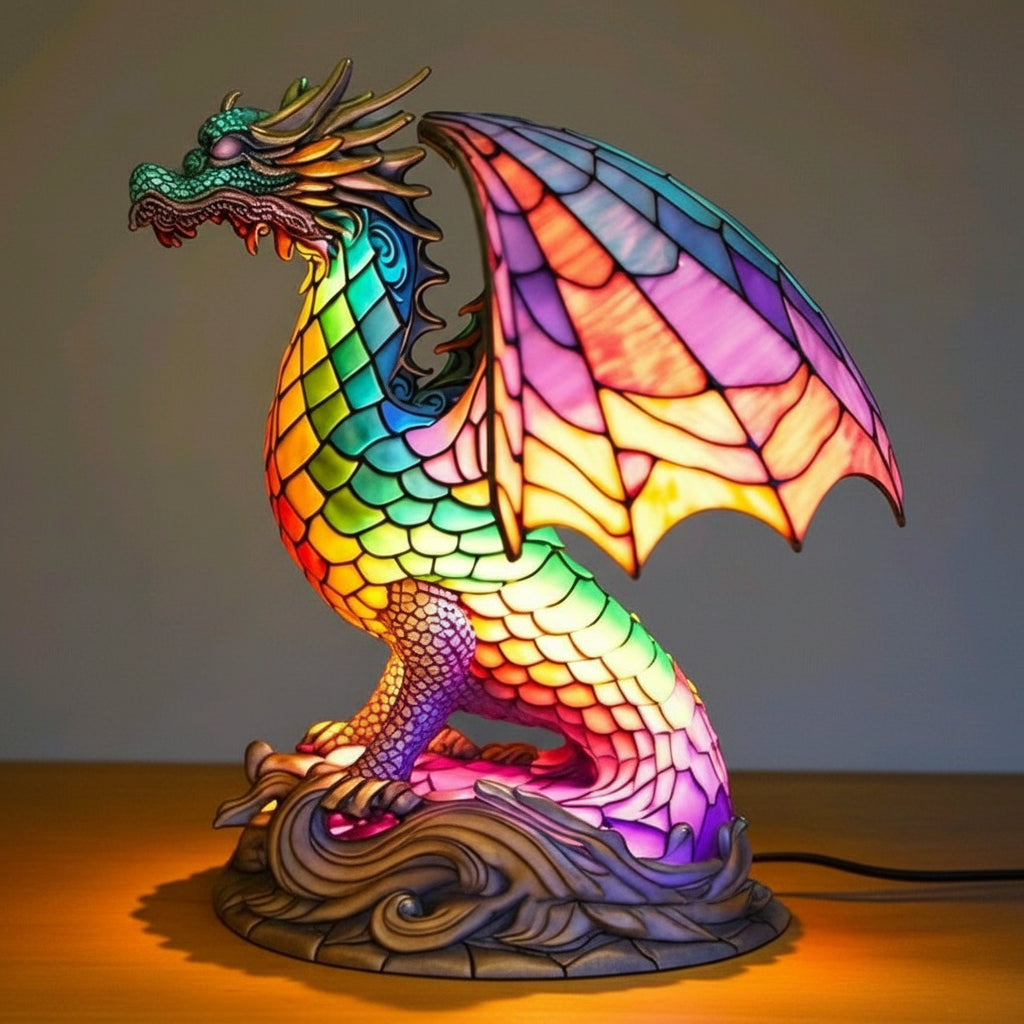 Stained Glass Animal Lamp Kaleidoscopic Light Decorative Home Accent 8