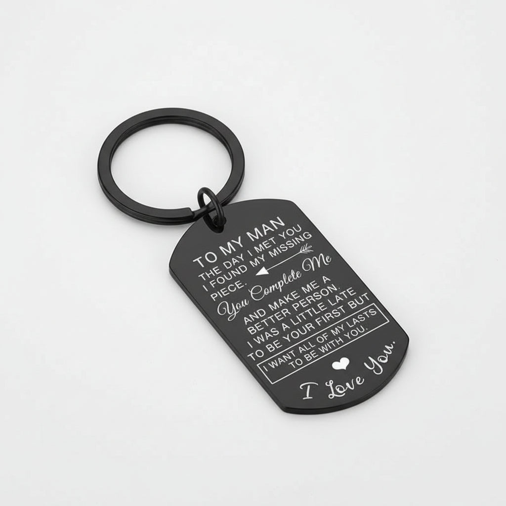 Stainless Steel Keychain Love Quote Gift Romantic Keepsake for Him 0
