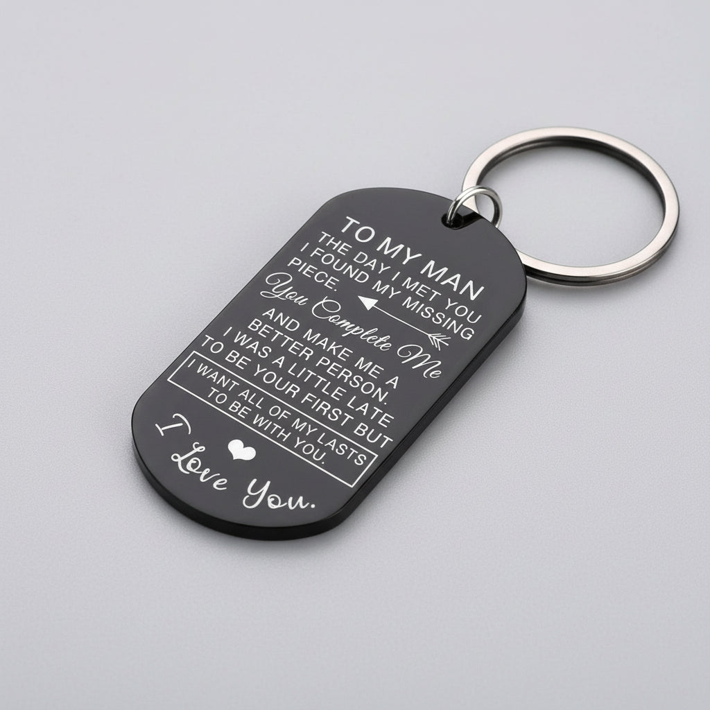 Stainless Steel Keychain Love Quote Gift Romantic Keepsake for Him 2