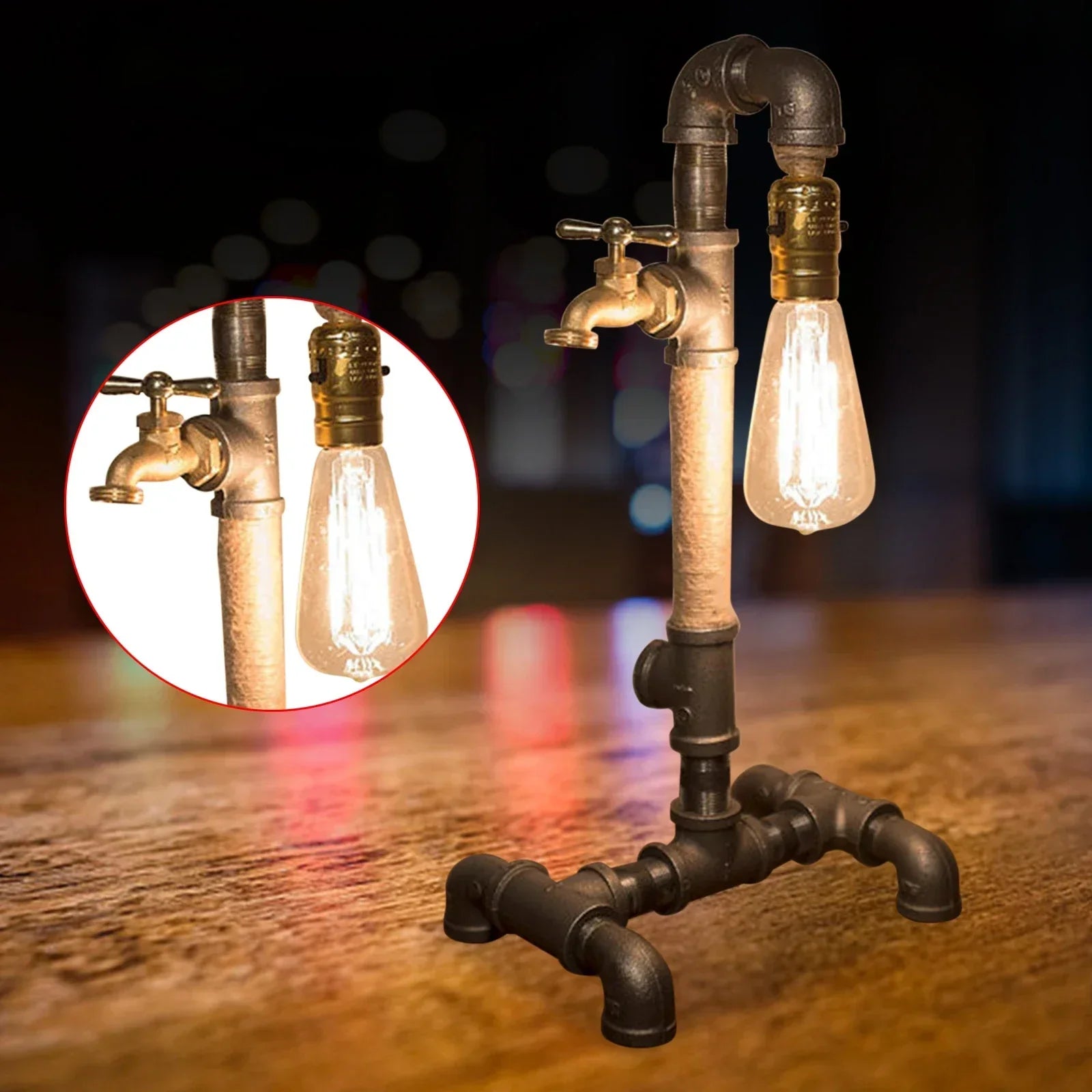 SteamLume - Candeeiro de Mesa Estilo Vapor com Design Industrial Antigo – Iluminação Decorativa Retro