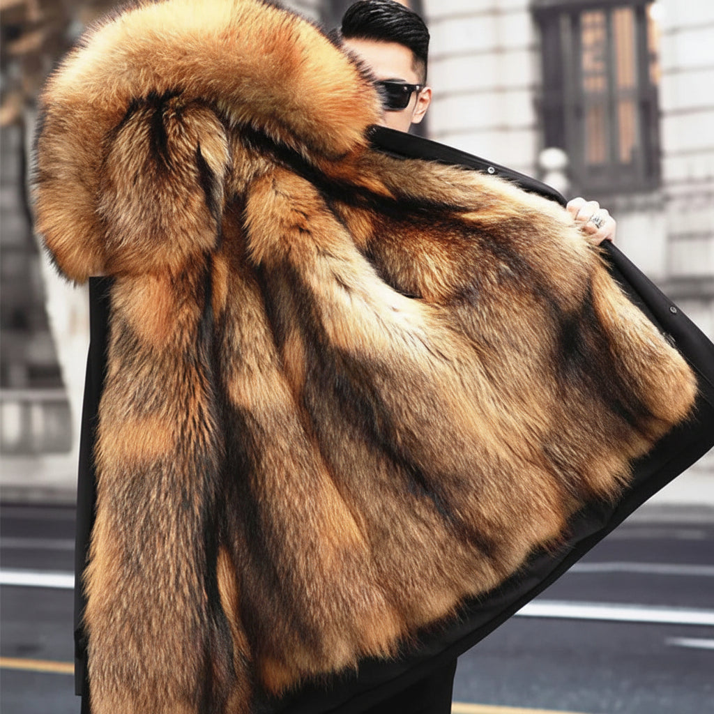 Winterjas Heren Imitatiebont Capuchon Waterdichte Buitenlaag