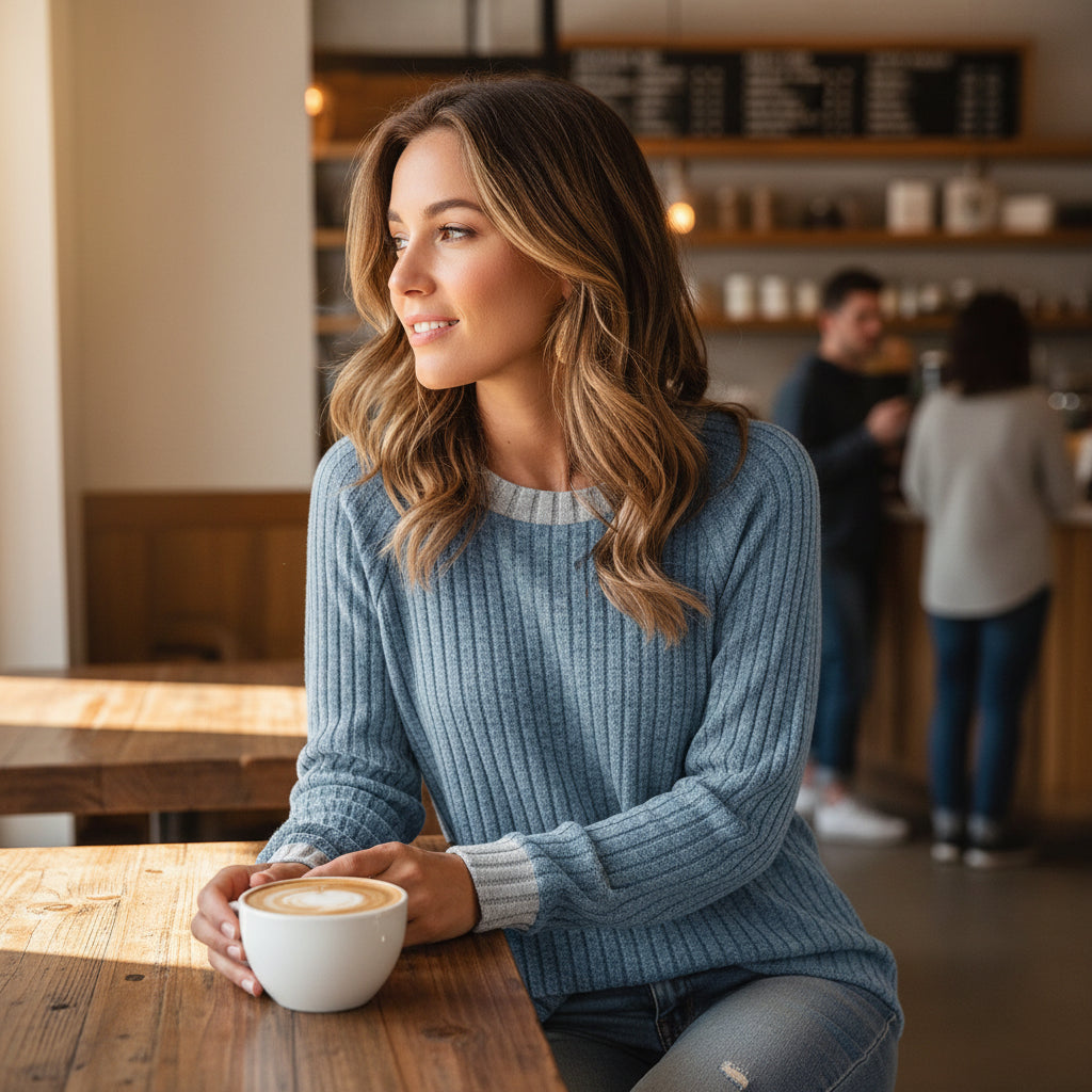 Camisas de Manga Comprida WIHOLL para Mulher Suéteres Leves Conjuntos de Outono 2025 Roupa de Inverno com Blocos de Cor Elegante Casual Macia