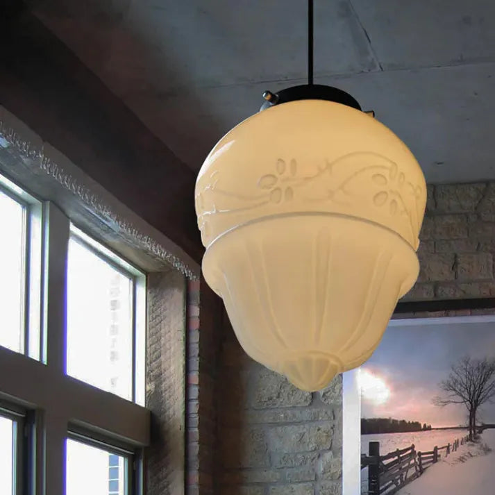 FrostGeo - Vintage Geometric Pendant Lamp made of Matte Glass for Dining Room and Living Room