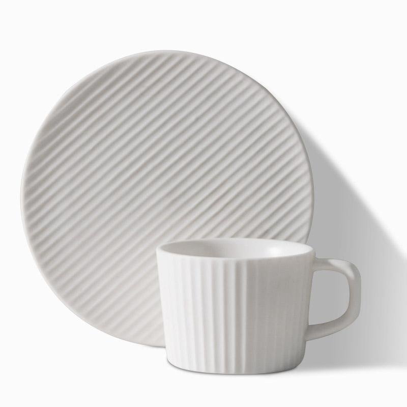 Juego de tazas de café de gres blanco y gris de 2/4/6 piezas