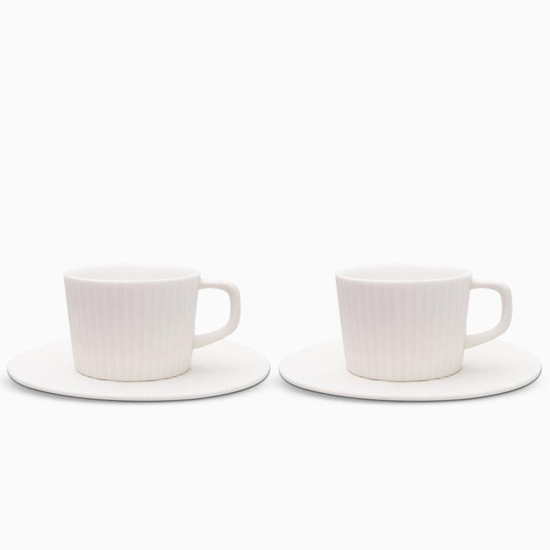 Juego de tazas de café de gres blanco y gris de 2/4/6 piezas