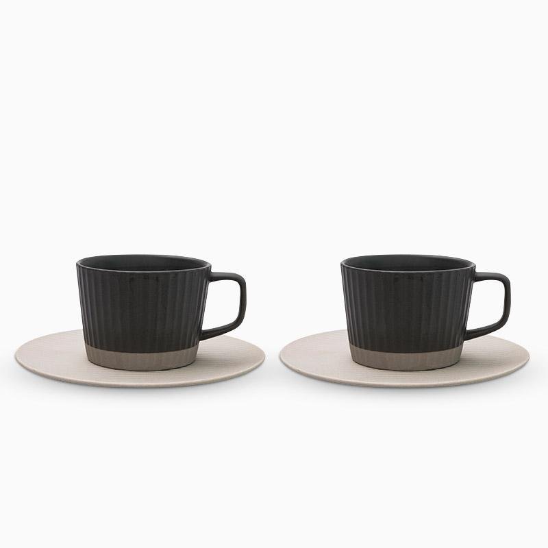 Juego de tazas de café de gres blanco y gris de 2/4/6 piezas