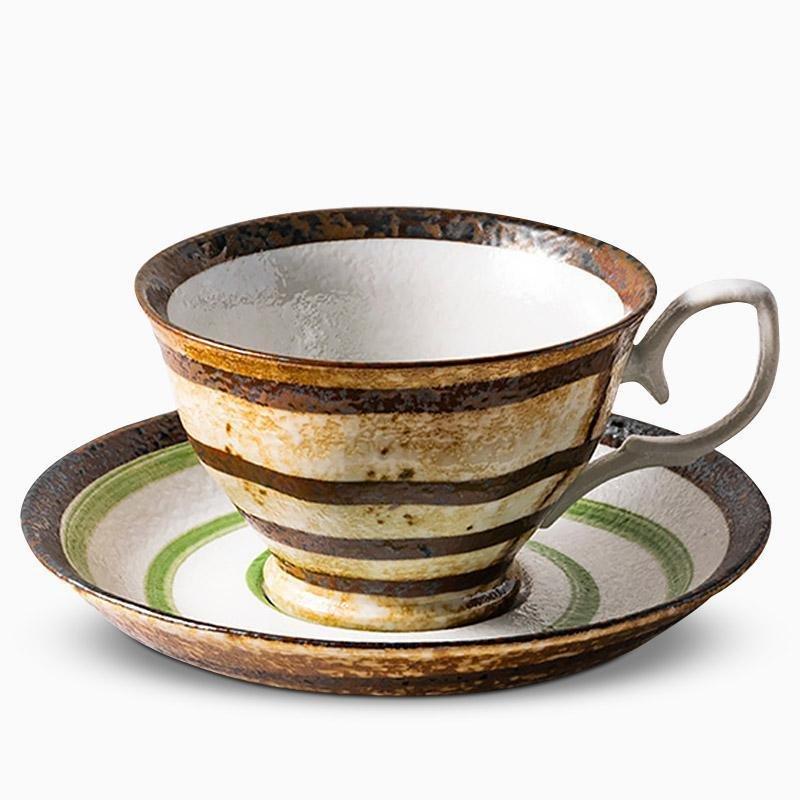 Set de 2 piezas Taza y Plato de Té Matcha de Cerámica