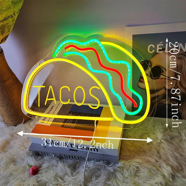 NeonTaco – LED Neonbord met Tacos Design | Sfeervolle Verlichting