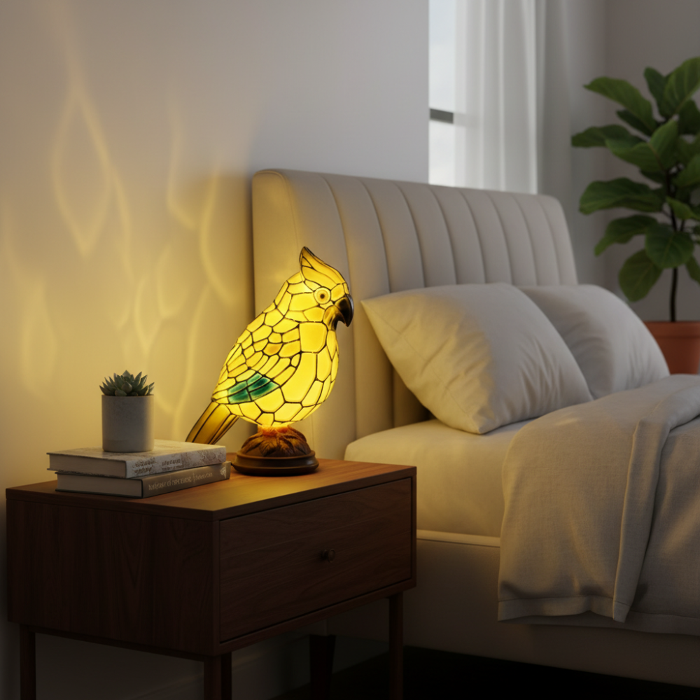 Candeeiro de mesa Forma Pássaro Vermelho Lâmpada LED Alimentada por USB