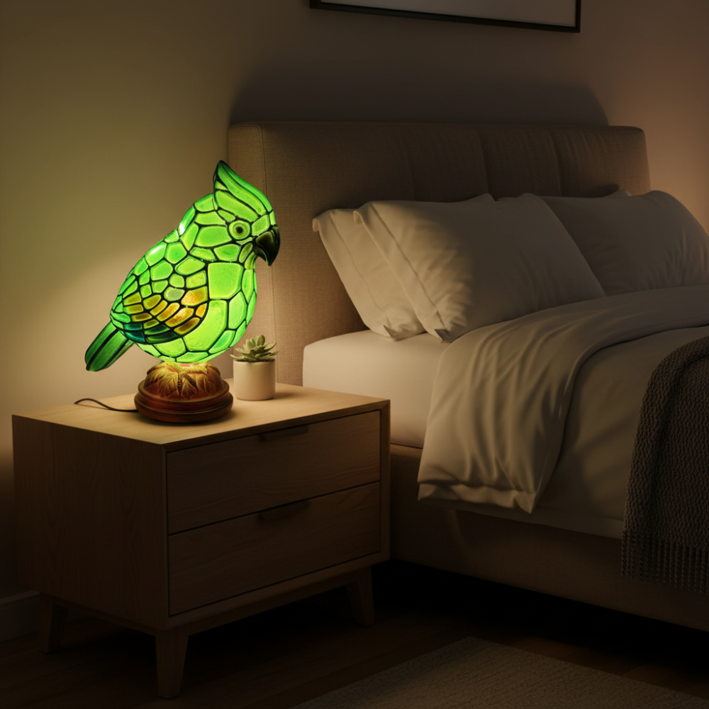 Candeeiro de mesa Forma Pássaro Vermelho Lâmpada LED Alimentada por USB