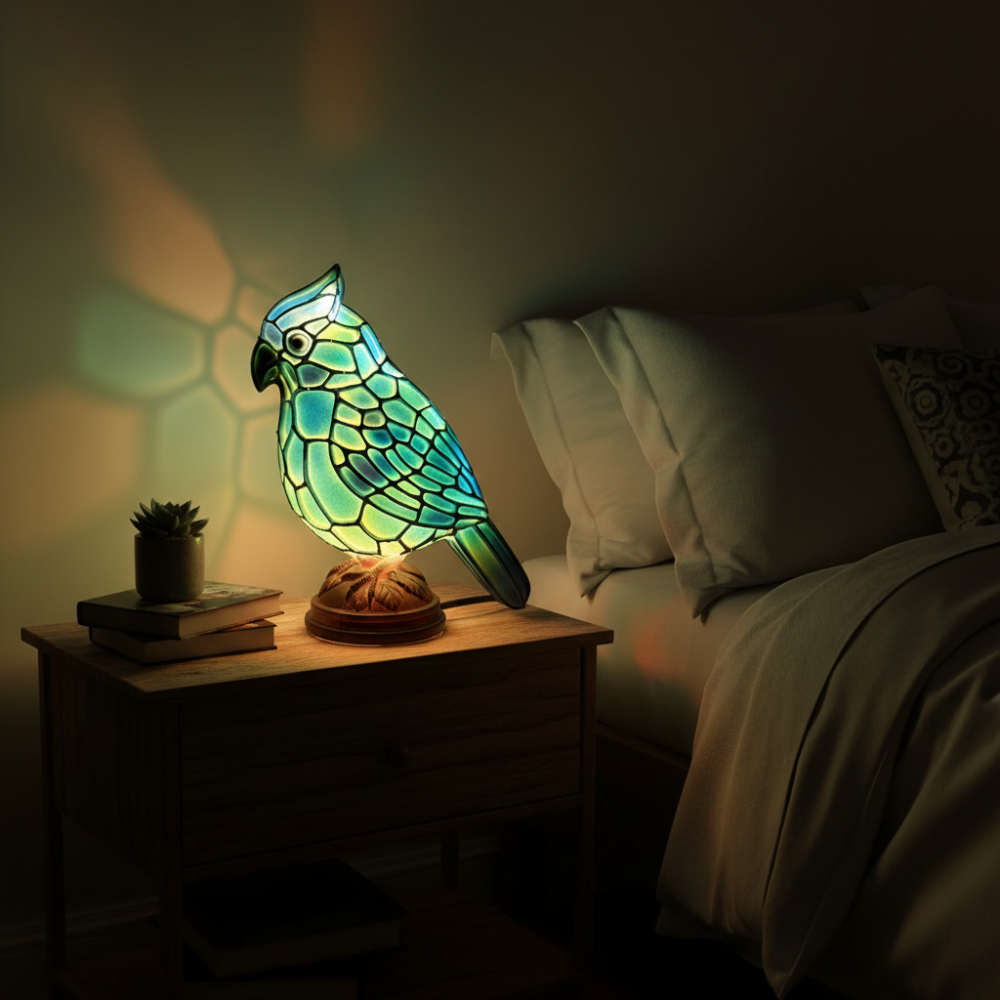 Candeeiro de mesa Forma Pássaro Vermelho Lâmpada LED Alimentada por USB