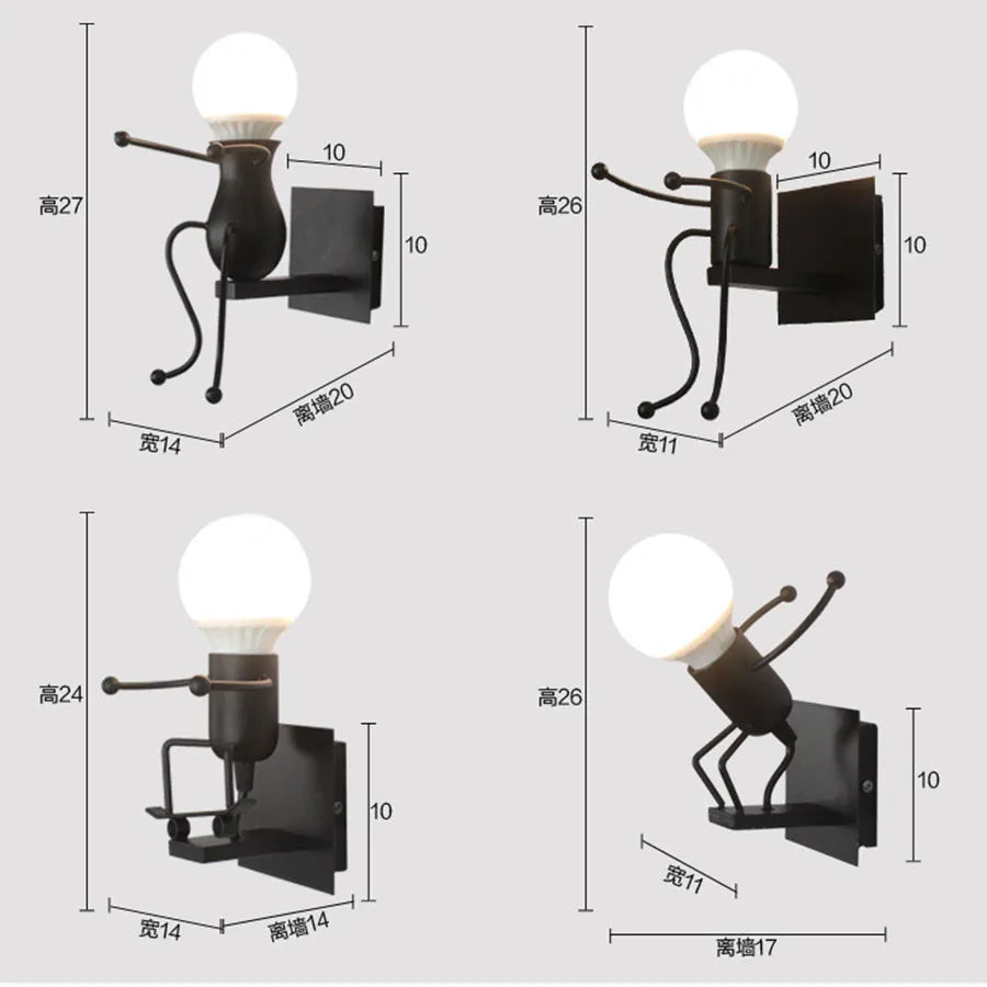 RobotGlow - Lámpara de pared robótica creativa en estilo industrial