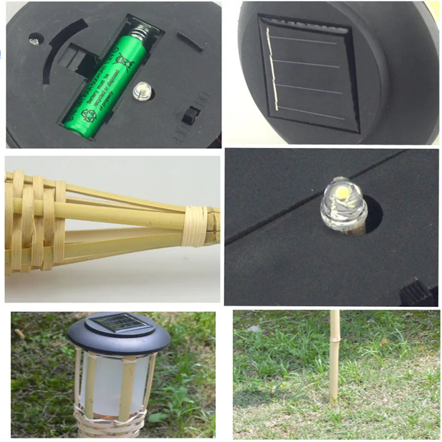 SolarGlow - Bamboo Solar Garden Torches – Weatherproof LED Lighting for Garden & Terrace