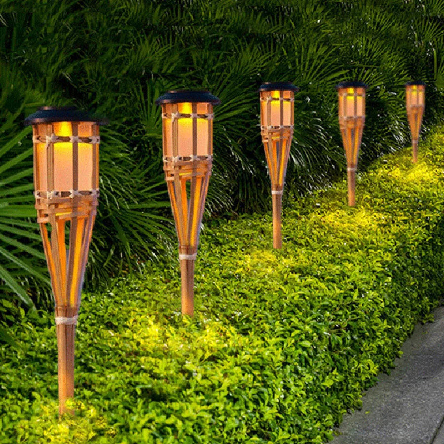 SolarGlow - Bamboo Solar Garden Torches – Weatherproof LED Lighting for Garden & Terrace