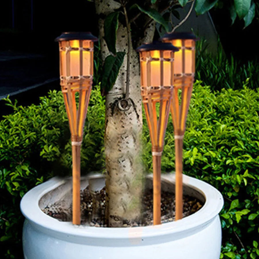 SolarGlow - Bamboo Solar Garden Torches – Weatherproof LED Lighting for Garden & Terrace