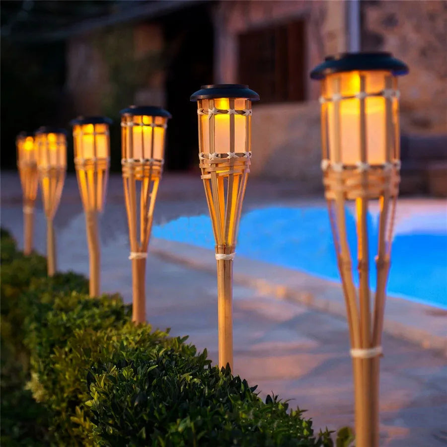 SolarGlow - Bamboo Solar Garden Torches – Weatherproof LED Lighting for Garden & Terrace