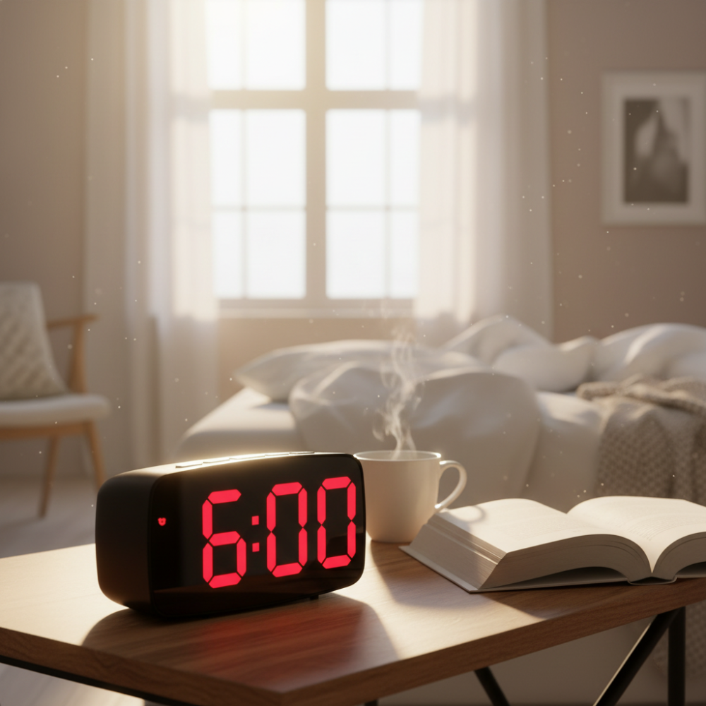 TimeGlow - Despertador Digital LED Compacto com Brilho Ajustável