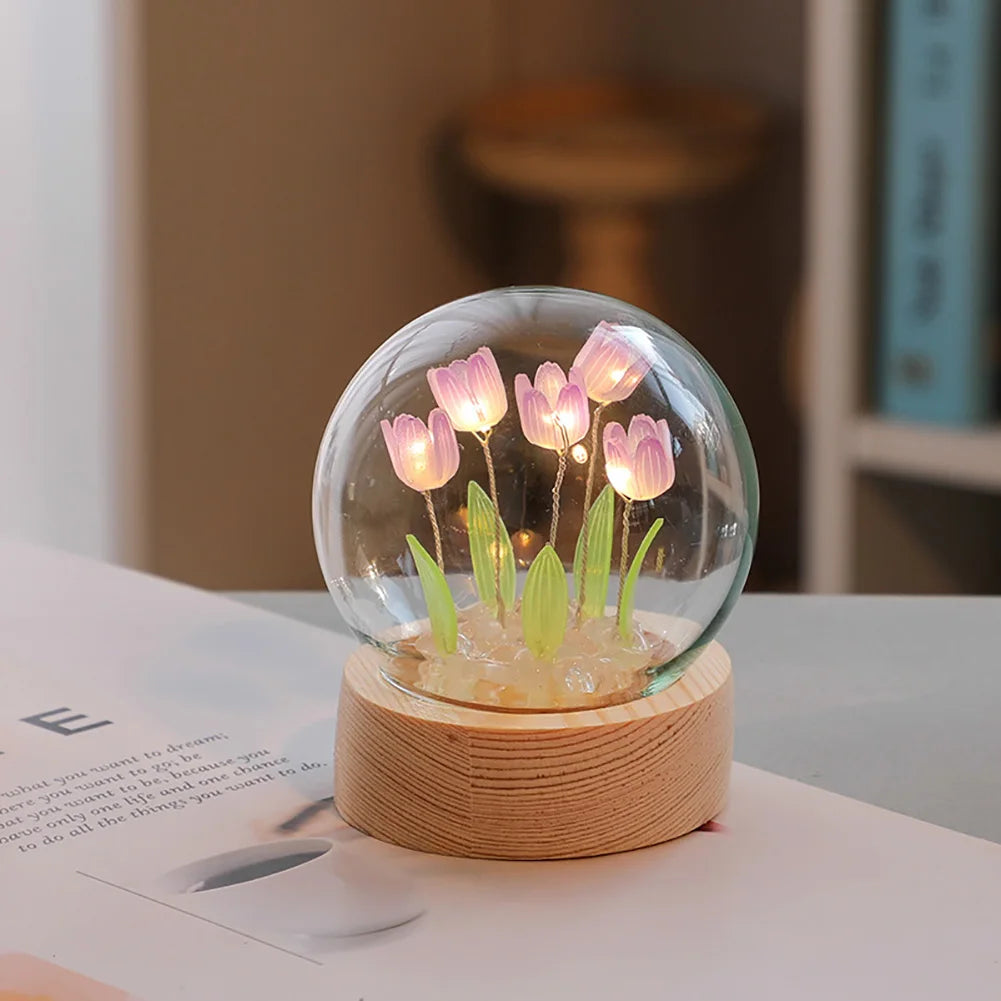 GlowTulip - Lámpara de mesa LED – Iluminación decorativa elegante para dormitorio y sala de estar