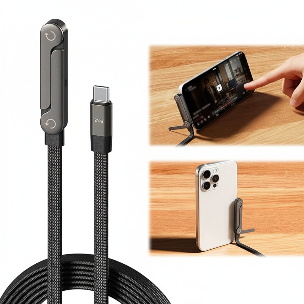 Cabo USB C Suporte para Telemóvel Ângulo de 90° Carregamento Rápido 65W