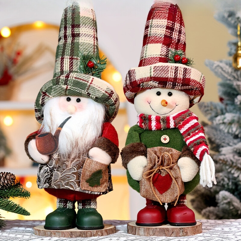 ClassicSanta - Geruite Kerstman Sneeuwpop Figuur