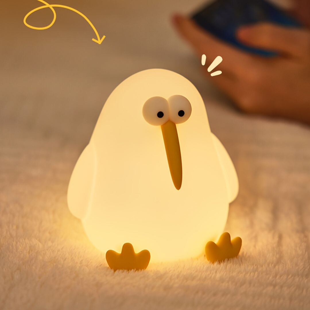 KiwiGlow - Lámpara nocturna LED KiwiBird, recargable por USB con sensor táctil regulable