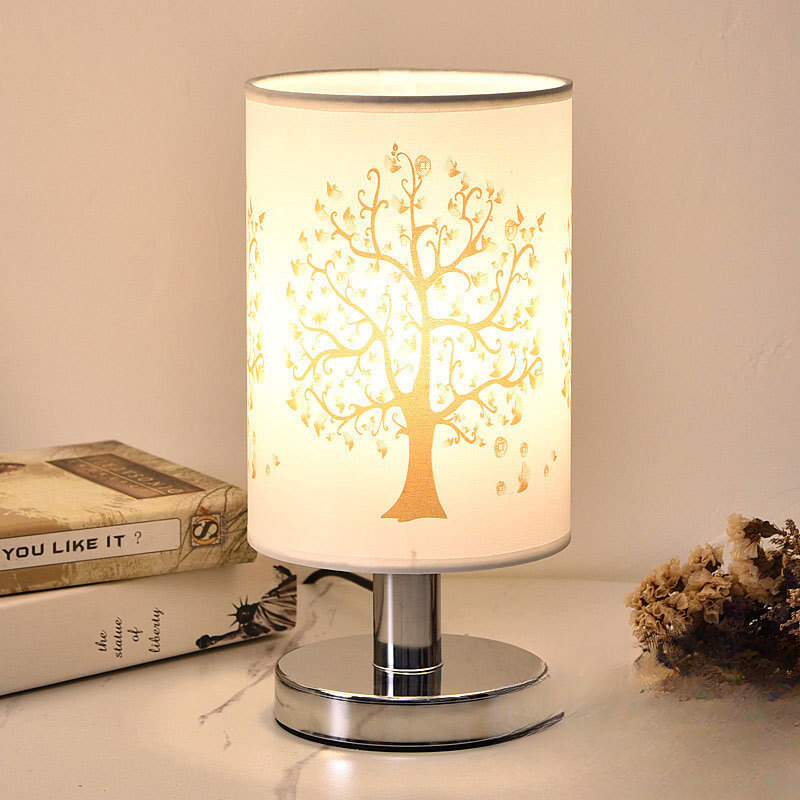 CilinderLetter - Lámpara de mesa blanca minimalista con pantalla de madera