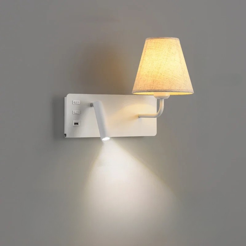 LuminoWall - Lámpara de pared moderna con USB y luz de lectura