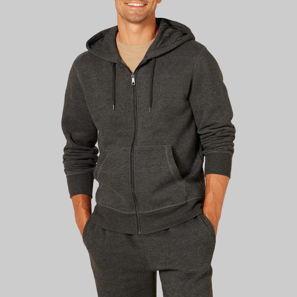 Felpa Cappuccio Uomo Zip Fodera Pile Comfort Calore