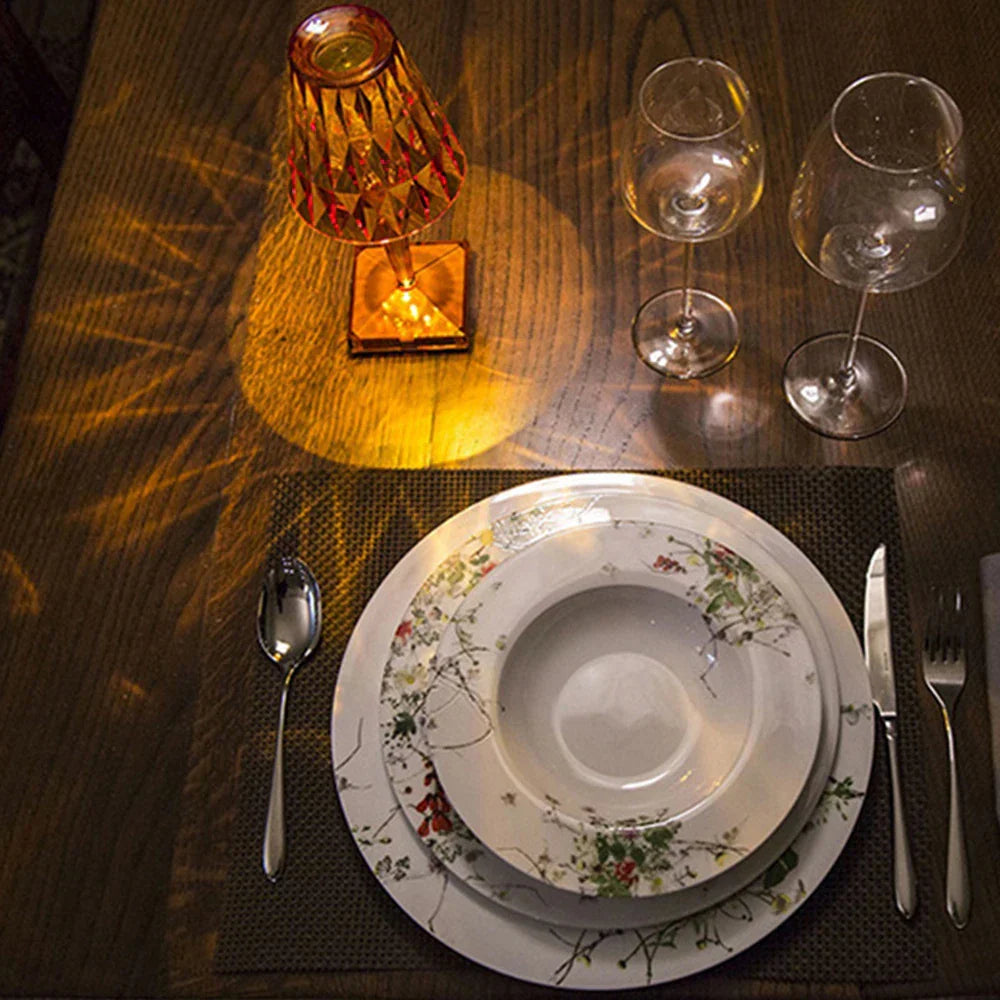 CrystalGlow - Dimbare Acryl Tafellamp met Luxe Lichtspel voor Woon- & Slaapkamer