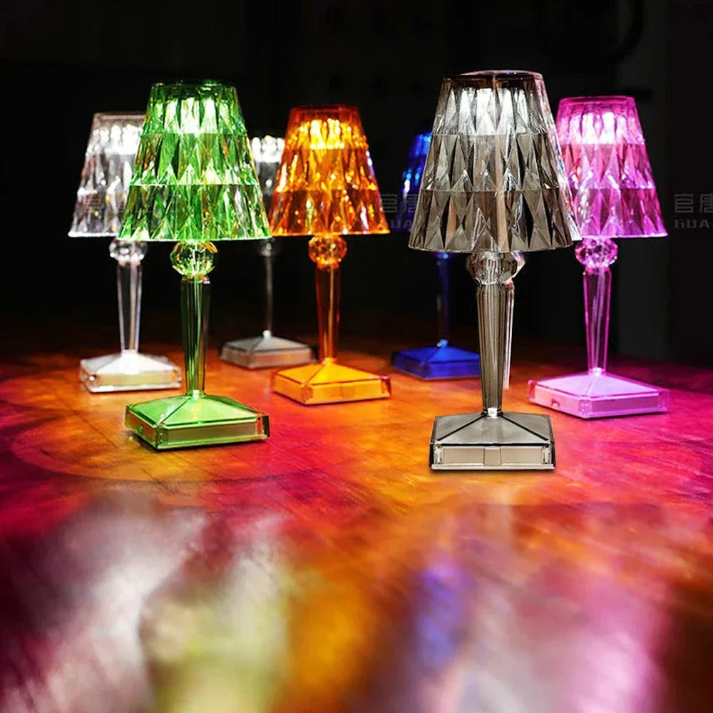 CrystalGlow - Dimbare Acryl Tafellamp met Luxe Lichtspel voor Woon- & Slaapkamer