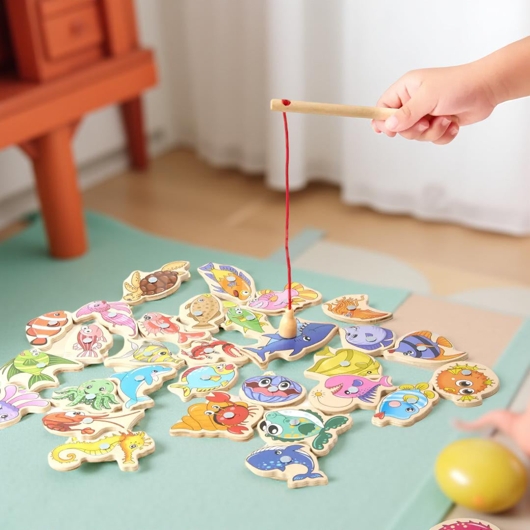 Conjunto de Brinquedos Magnéticos de Madeira para Crianças