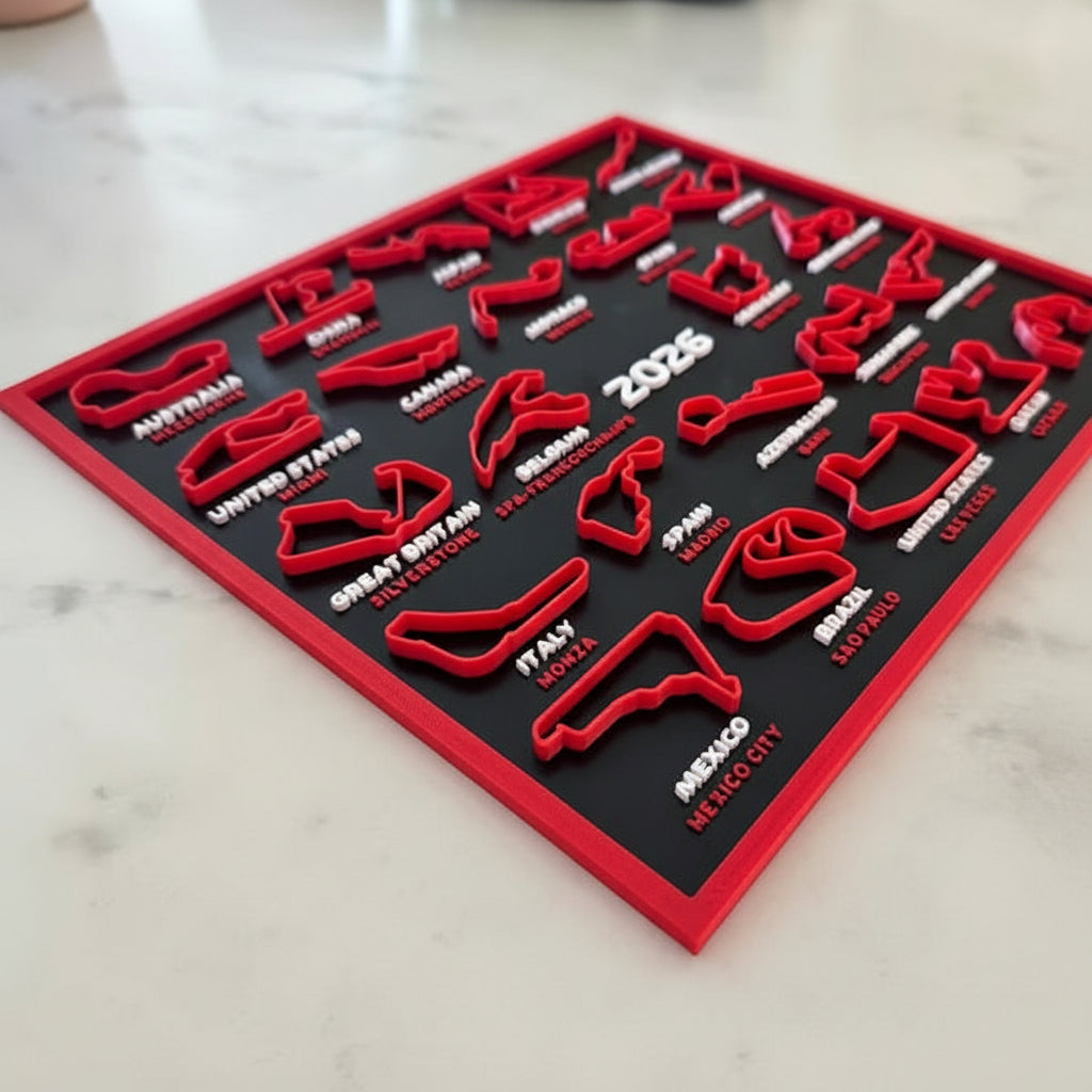 Calendário de Corridas F1 Impresso em 3D Suporte de Exposição para Decoração de Parede do Circuito