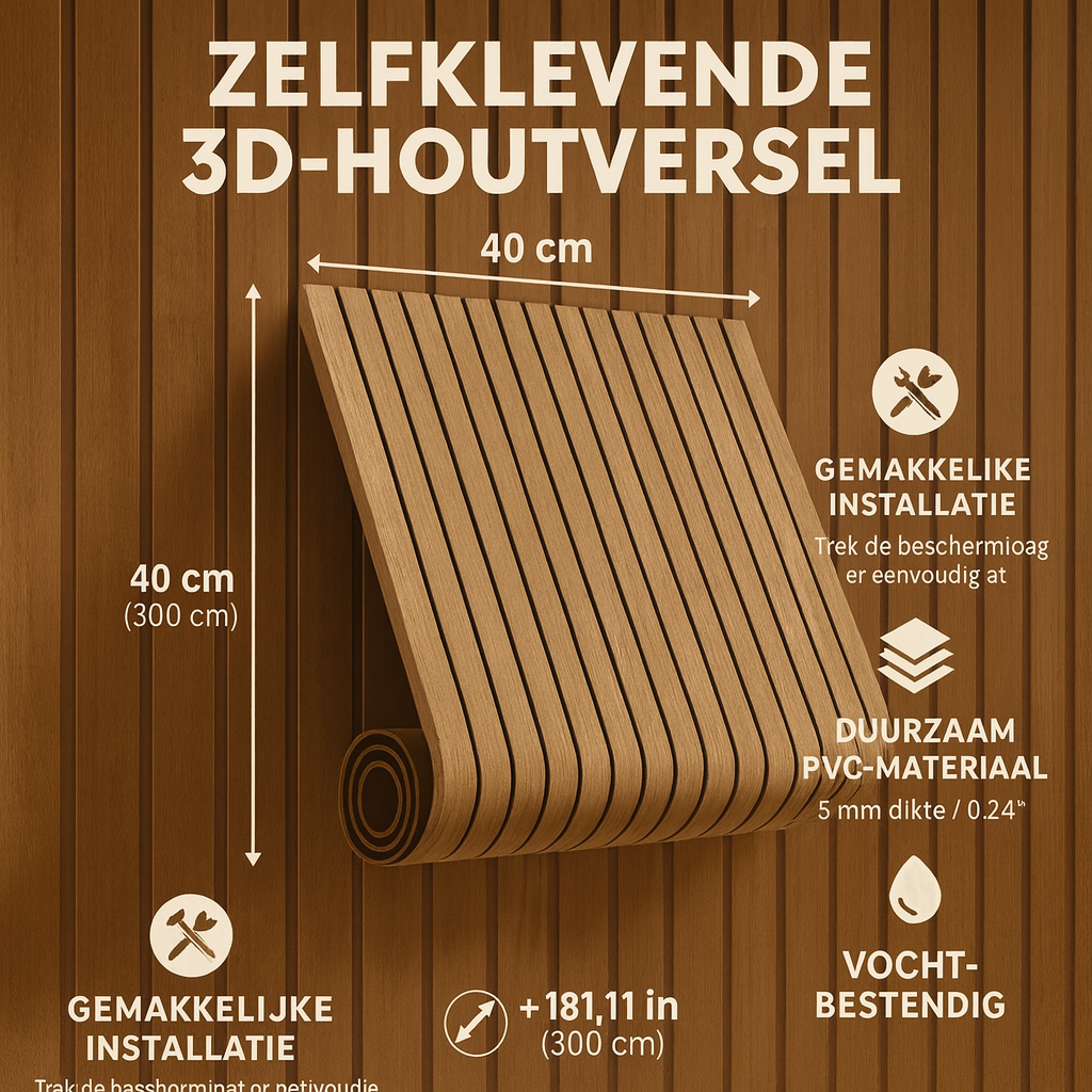 Rivestimento Parete 3D Legno Autoadesivo PVC