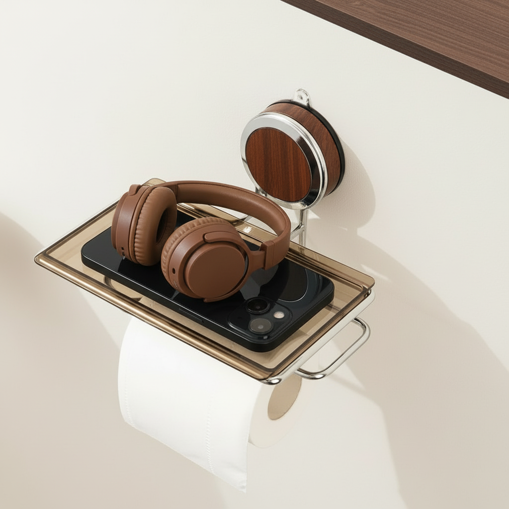 Suction Cup Toilet Paper Holder No Drilling Stainless Steel Easy Install