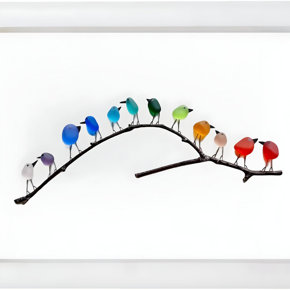 Wanddecoratie Zeeglas Vogels Handgemaakt Kuststijl Interieur