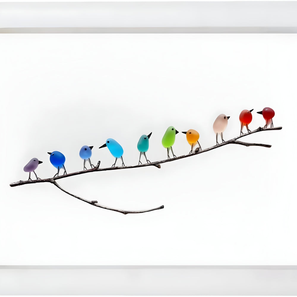 Wanddecoratie Zeeglas Vogels Handgemaakt Kuststijl Interieur