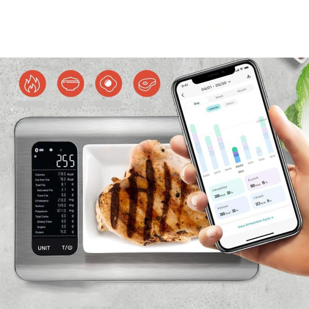 Balança de Cozinha Digital Monitor de Saúde Alimentar Aplicação Inteligente