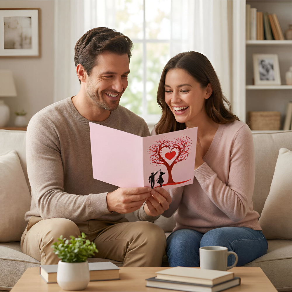 Cartão de Felicitações Pop-up 3D Cena de Amor Papel Presente