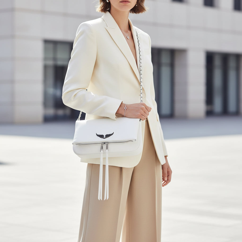 Mala de Ombro Feminina Elegante em Pele Sintética Compacta Transversal