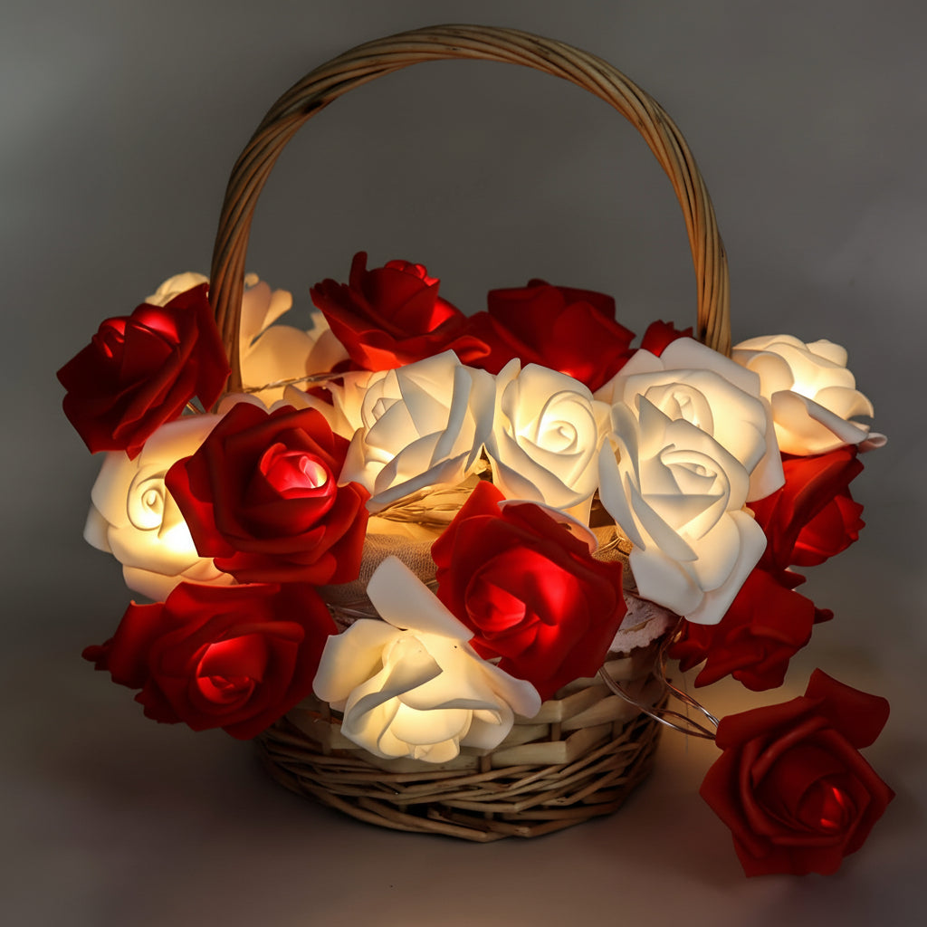 Luzes de Rosas LED para o Dia dos Namorados com 10 Leds Alimentadas a Pilhas