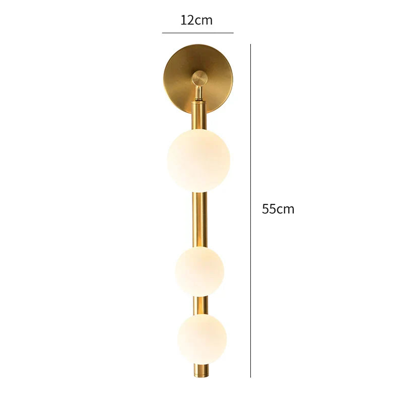 GoldenSphere - Lámpara de pared dorada moderna con esferas de vidrio