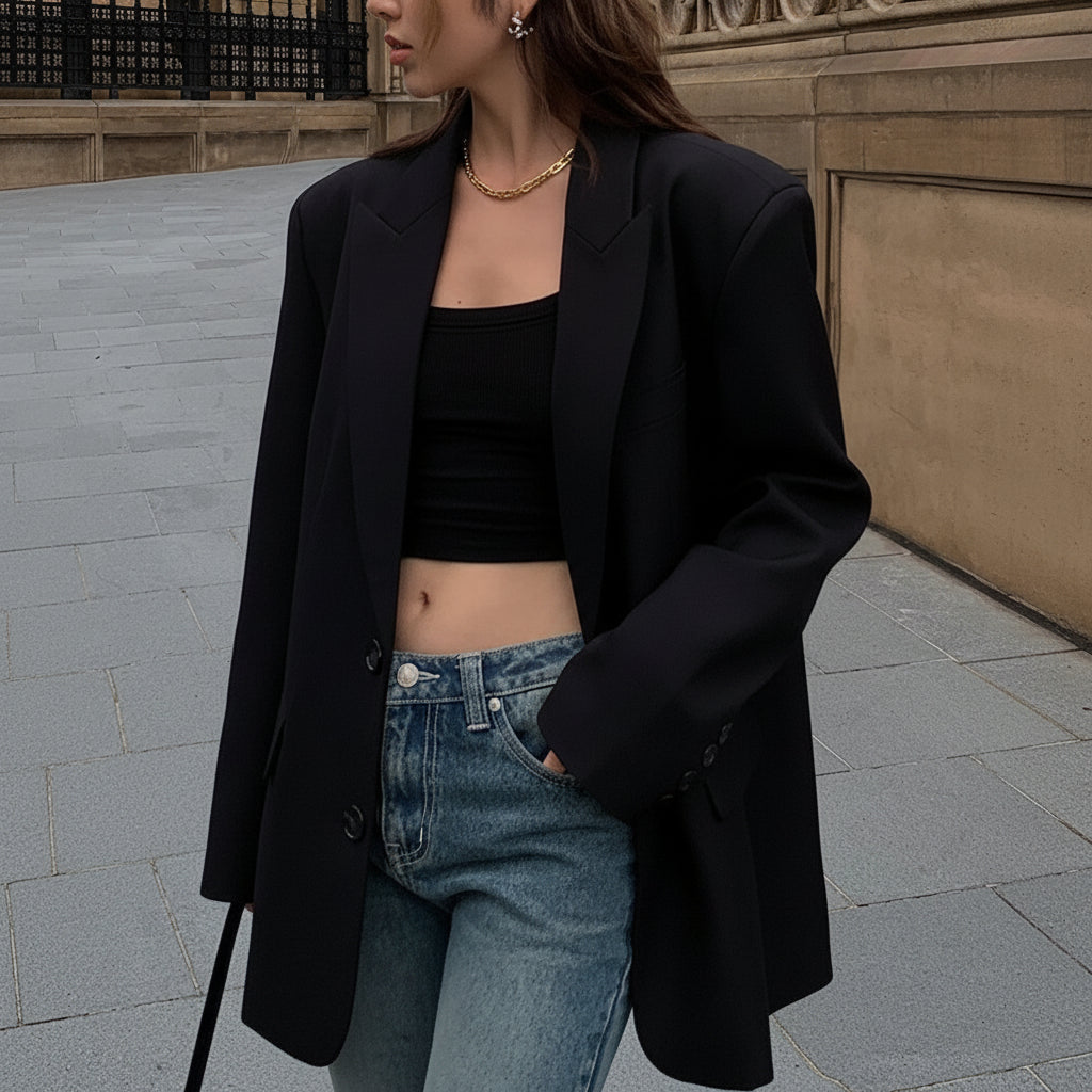 Blazer Donna Oversize Classico Moderno Abbigliamento Casual