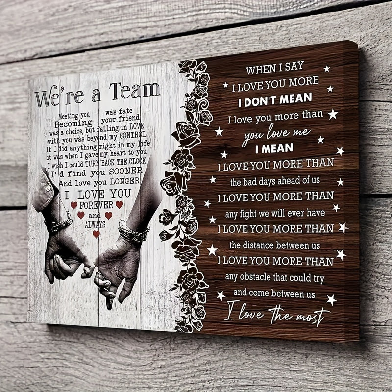 Wooden With Frame Personalized Couple Canvas, I Love You Couple Gift, Meeting You Was Destiny Canvas, Gift For Beloved Birthday Anniversary Couple Canvas