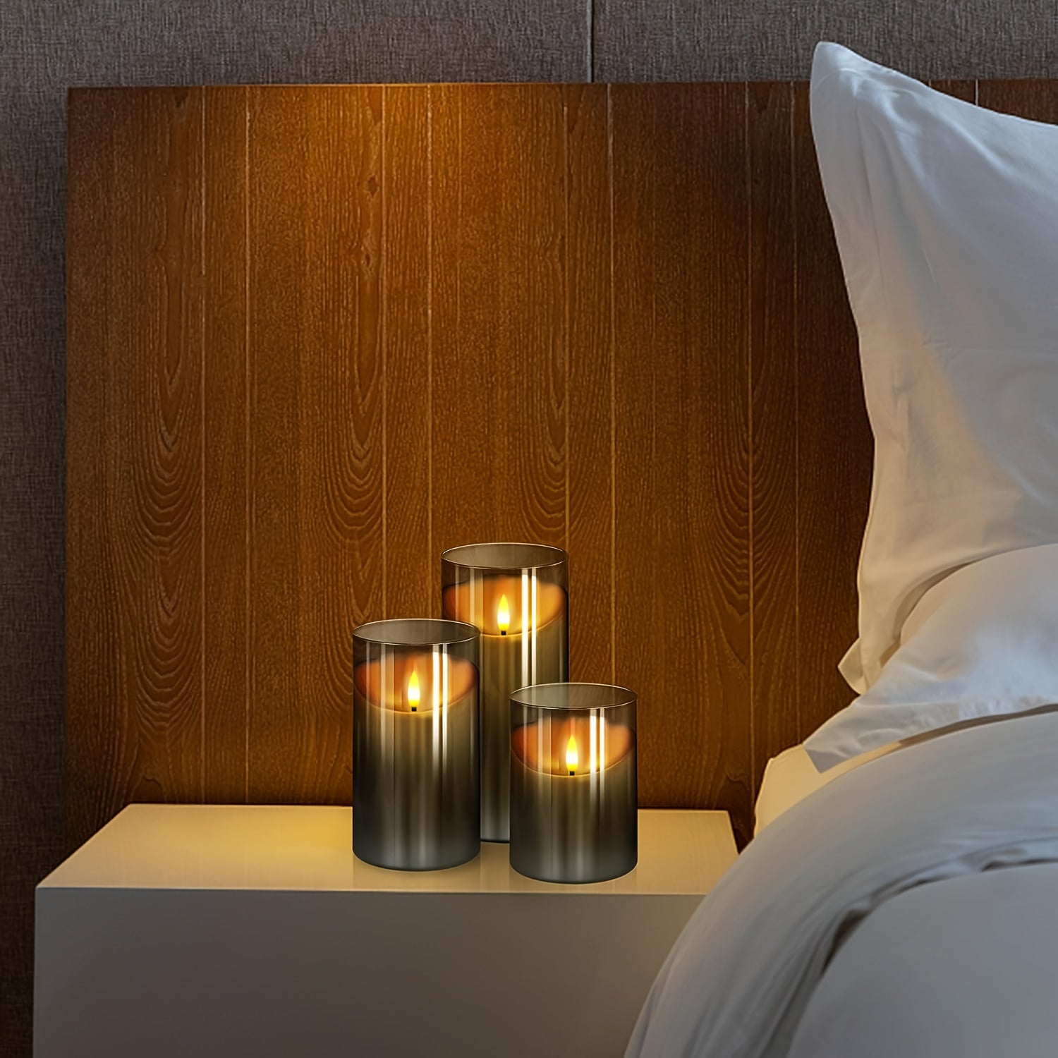 3 pezzi di Candele LED con Telecomando - Con Funzione Timer e Sensore Infrarossi, Grigio