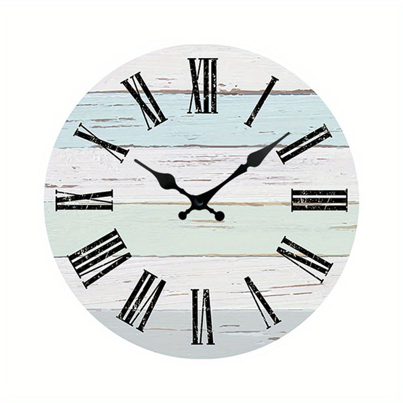 Nautical Wall Clock - Silent Round Clock, Blue Theme for Outdoor and Indoor Use
