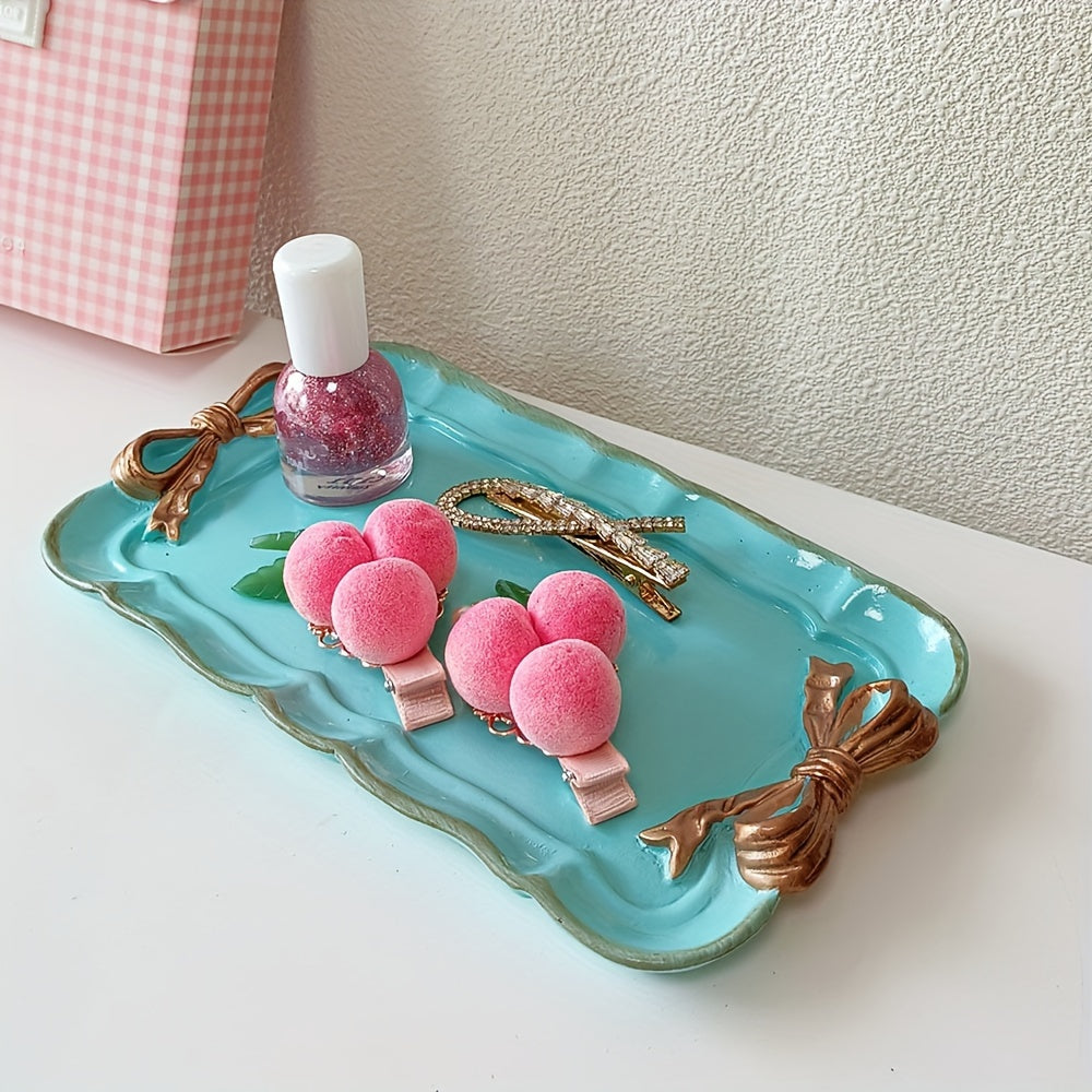 VintageServe-Tavolo da dessert - Vassoio rettangolare in resina per dolci con chiusura a fiocco