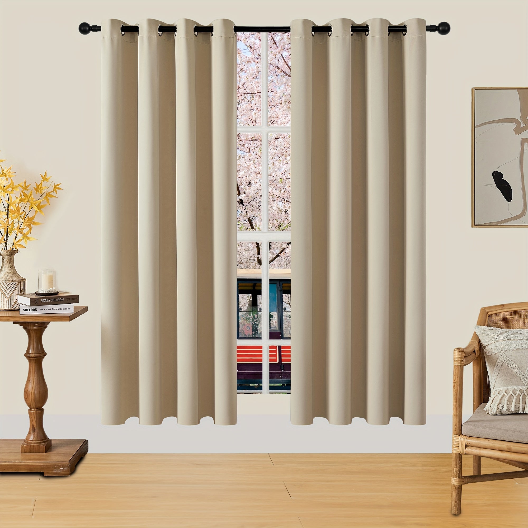 Tende Oscuranti - 2 Pezzi Tende Moderne in Poliestere con Isolamento Termico e Anelli